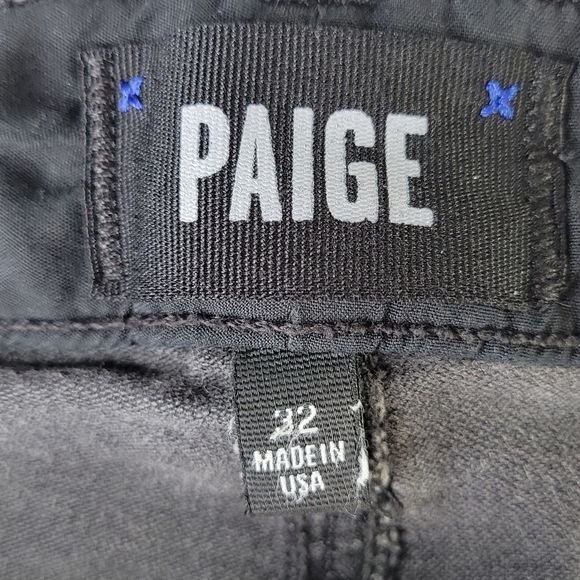 Paige Jeans Size 32 34X28 Faded Black Dover Ankle Zip Zipper Pockets Stretch USA - Picture 5 of 12